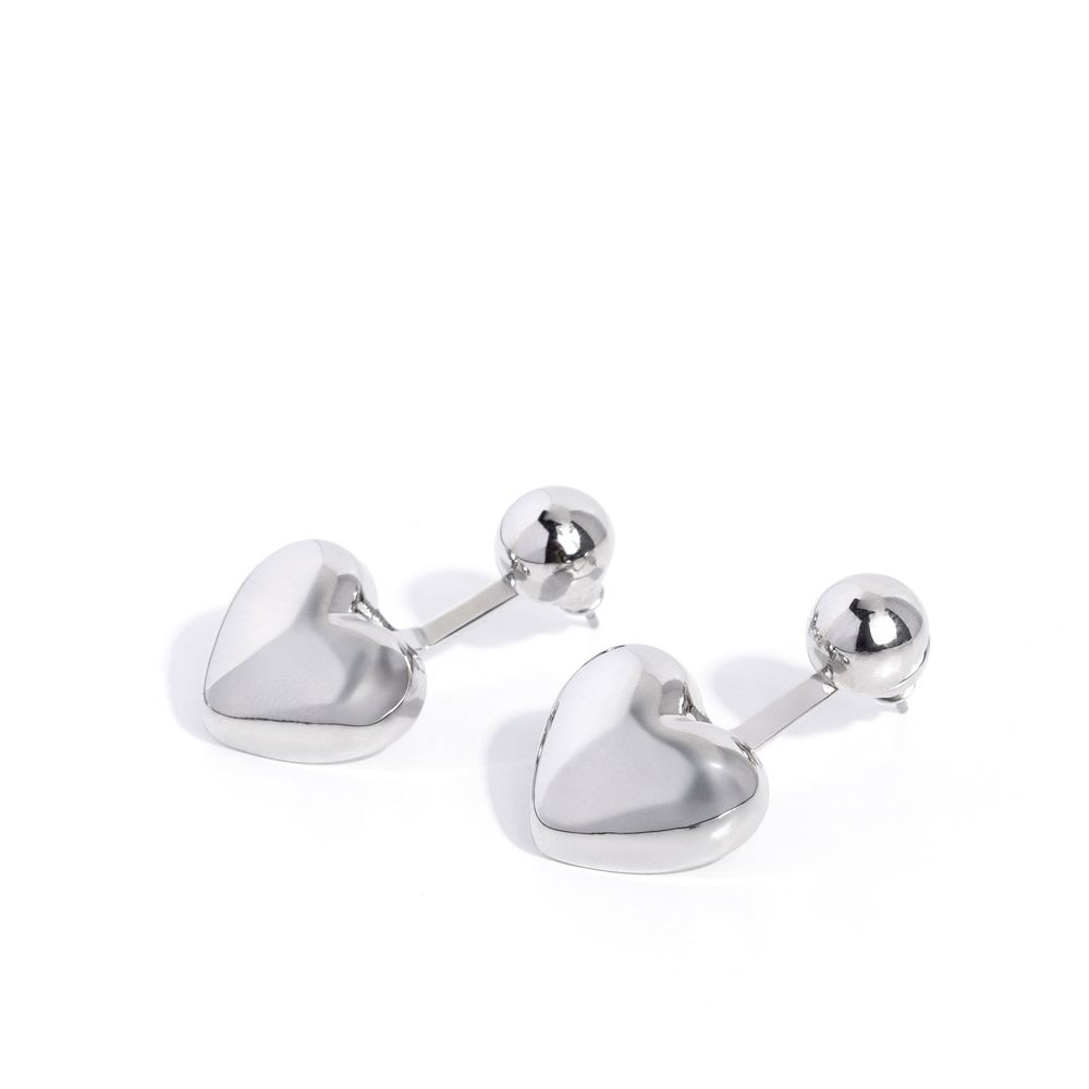 Flirty Finale Paparazzi Silver Heart Earrings Fashion Jewelry